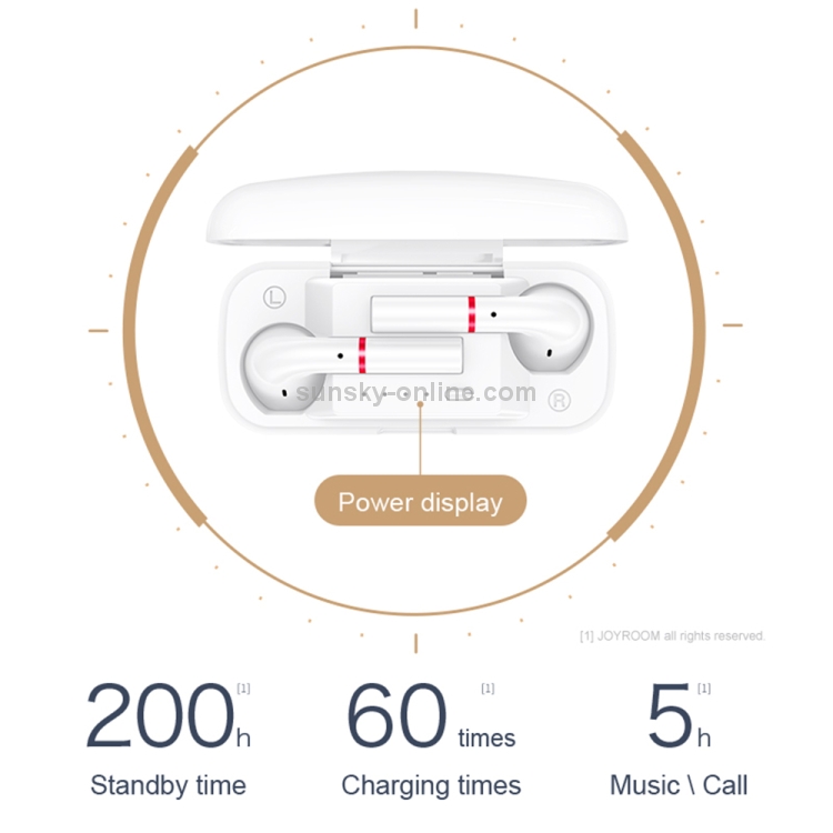 JOYROOM JR-T06 TWS V5.0 Wireless Bluetooth Bilateral Earphones with Charging Case, Support Voice Assistant(White) JOYROOM JR-T06 TWS V5.0 Wireless Bluetooth Bilateral Earphones with Charging Case, Support Voice Assistant(White)