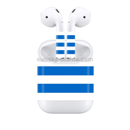 Creative Stripe Wireless Earphones Charging Box Protective Film Dustproof Sticker for Apple AirPods(Blue) Creative Stripe Wireless Earphones Charging Box Protective Film Dustproof Sticker for Apple AirPods(Blue)