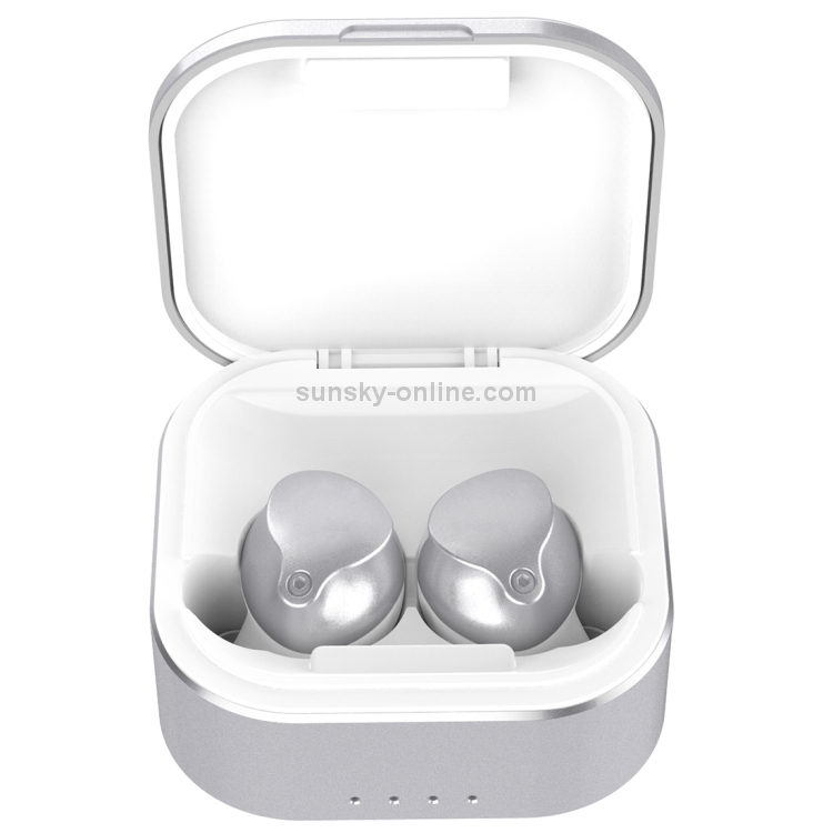 HAMTOD V16 TWS Bluetooth 5.0 Wireless Bluetooth Earphone with Charging Box, Support HD Call & Siri(Silver)