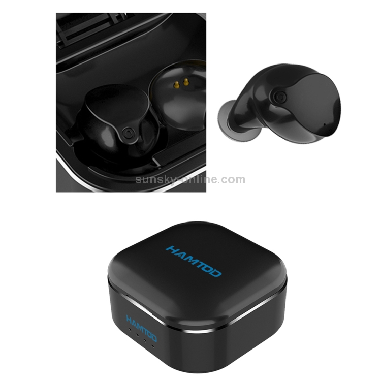 HAMTOD V16 TWS Bluetooth 5.0 Wireless Bluetooth Earphone with Charging Box, Support HD Call & Siri(Silver)