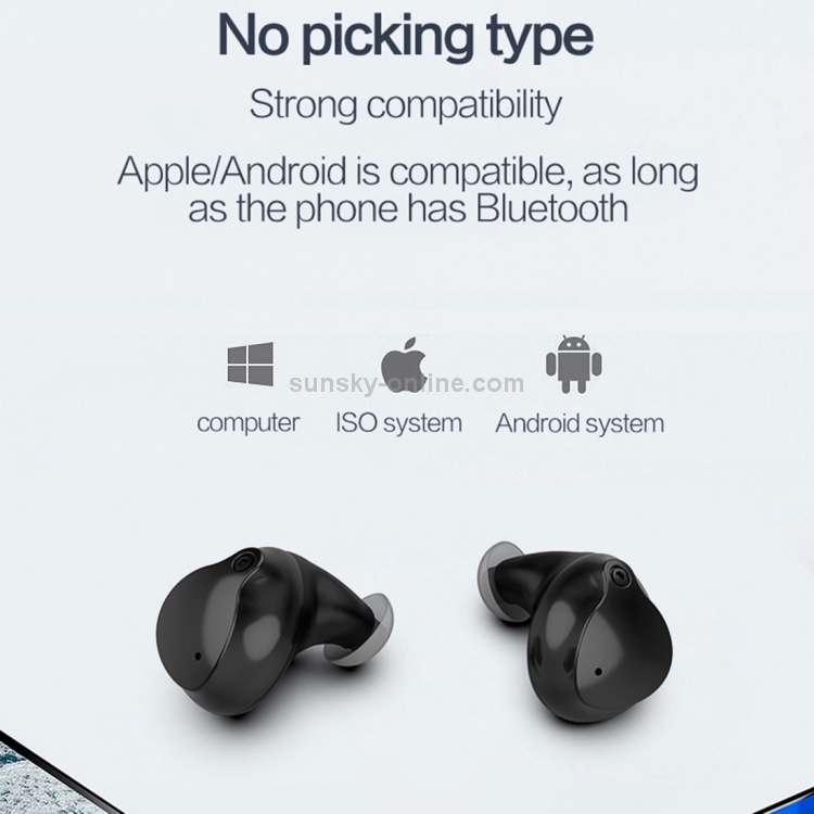 HAMTOD V16 TWS Bluetooth 5.0 Wireless Bluetooth Earphone with Charging Box, Support HD Call & Siri(Silver)