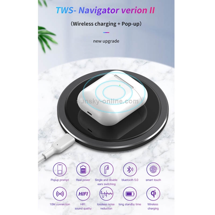 TOTUDESIGN EAUB 024 Glory Series II TWS IPX4 Waterproof Bluetooth 5.0 Wireless Bluetooth Earphone with Charging Box Hook Navigator Version Wreless