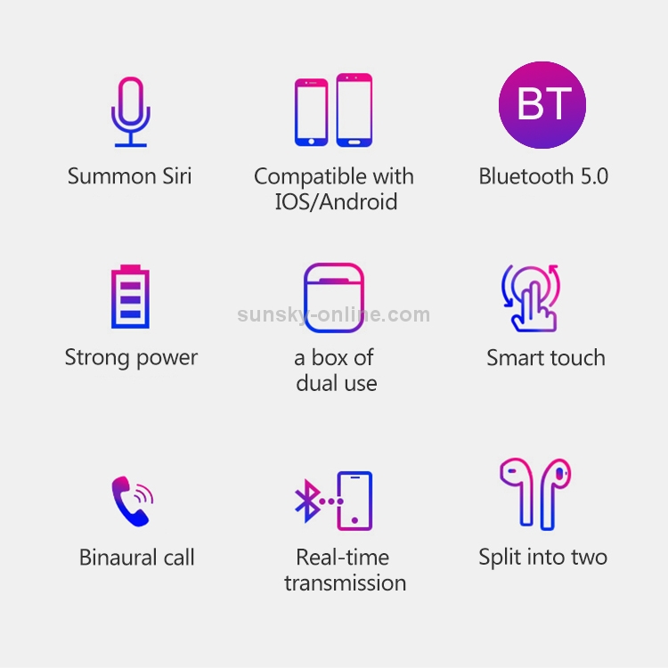 i9 Touch Wireless TWS Sport Bilateral Stereo Bluetooth 5.0 Headset with Charging Box, Touch Version (White) i9 Touch Wireless TWS Sport Bilateral Stereo Bluetooth 5.0 Headset with Charging Box, Touch Version (White)