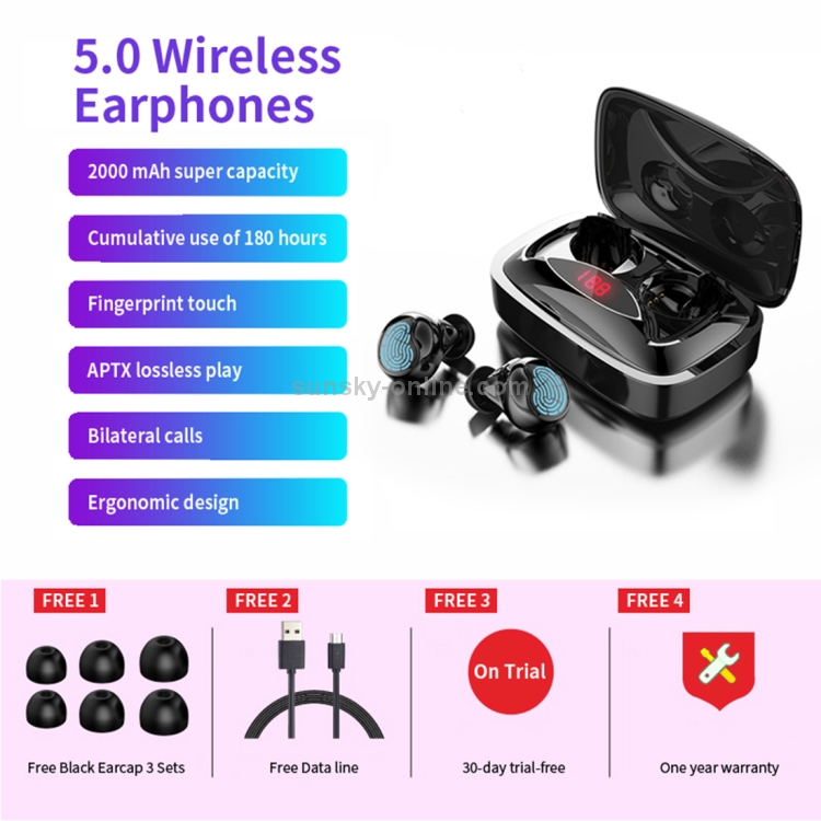 HAMTOD X29 TWS Bluetooth 5.0 Fingerprint Touch Wireless Bluetooth Earphone with Charging Box & Intelligent Digital Display, Support Binaural Call & Bluetooth Auto Connect(Breathing Crystal) HAMTOD X29 TWS Bluetooth 5.0 Fingerprint Touch Wireless Bluetooth Earphone with Charging Box & Intelligent Digital Display, Support Binaural Call & Bluetooth Auto Connect(Breathing Crystal)