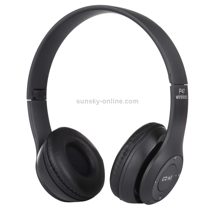 Casque Bluetooth sans fil pliable P47 avec prise audio 3,5 mm, prise en  charge MP3 / FM / appel (noir)