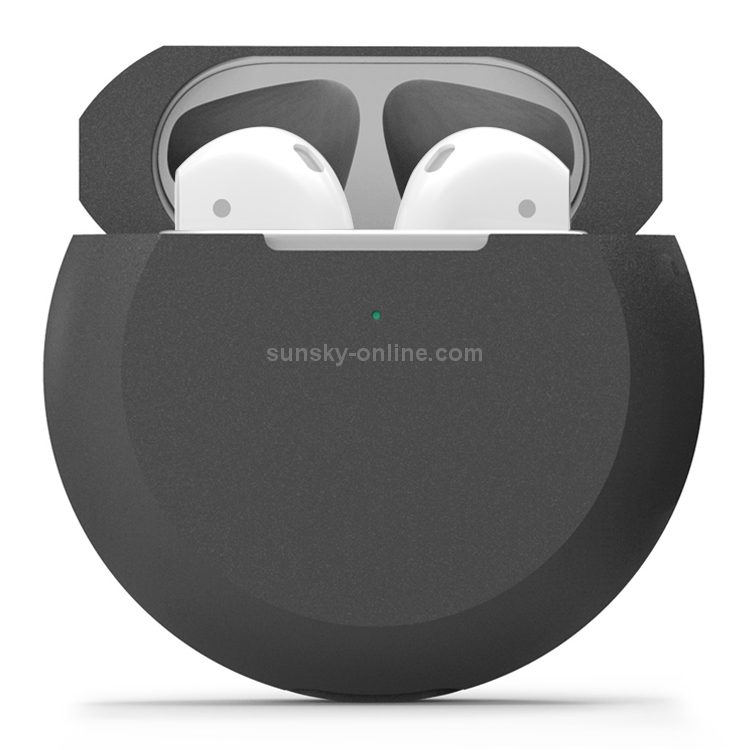 Auriculares inal mbricos Funda protectora de silicona con fondo redondo a prueba de golpes para Apple AirPods 1 2 Negro