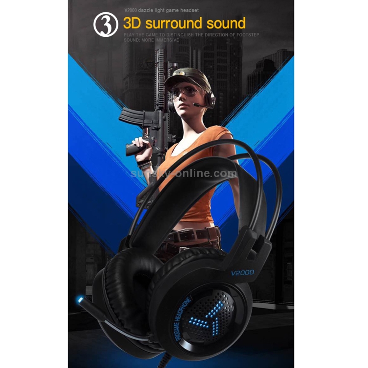 HAMTOD V2000 Short Microphone Dual 3.5mm + USB Interface Wired Gaming  Headset, Cable Length: 2.1m