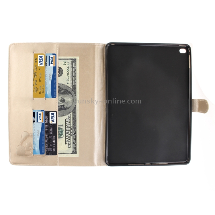 For iPad Air 2 / iPad 6 Embossed Panda Pattern Horizontal Flip Leather Case with Holder & Card Slots & Wallet (Gold) For iPad Air 2 / iPad 6 Embossed Panda Pattern Horizontal Flip Leather Case with Holder & Card Slots & Wallet (Gold)