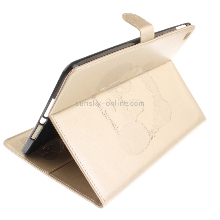 For iPad Air 2 / iPad 6 Embossed Panda Pattern Horizontal Flip Leather Case with Holder & Card Slots & Wallet (Gold) For iPad Air 2 / iPad 6 Embossed Panda Pattern Horizontal Flip Leather Case with Holder & Card Slots & Wallet (Gold)