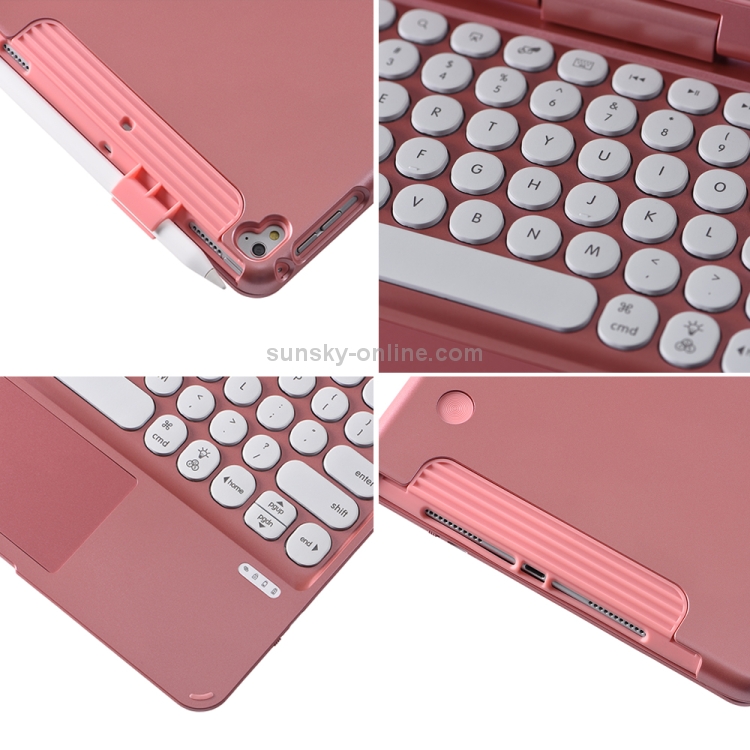 Q5 For iPad 2017 & 2018 / Pro 9.7 / Air 2 / Air Rotating Colorful Glowing Plastic Dot Bluetooth Keyboard (Rose Gold) Q5 For iPad 2017 & 2018 / Pro 9.7 / Air 2 / Air Rotating Colorful Glowing Plastic Dot Bluetooth Keyboard (Rose Gold)