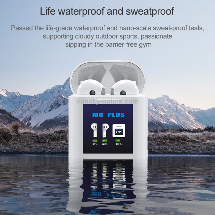 M6 PLUS TWS Bluetooth 5.0 Wireless Bluetooth Earphone with Magnetic Attraction Charging Box & LCD Display, Support for Thermometer & Call & Siri & Power Display M6 PLUS TWS Bluetooth 5.0 Wireless Bluetooth Earphone with Magnetic Attraction Charging Box & LCD Display, Support for Thermometer & Call & Siri & Power Display
