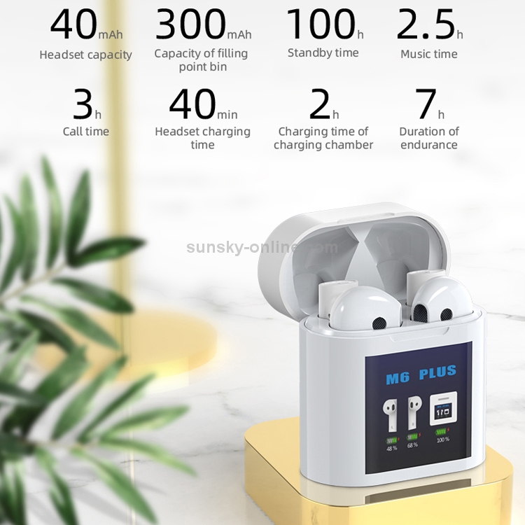 M6 PLUS TWS Bluetooth 5.0 Wireless Bluetooth Earphone with Magnetic Attraction Charging Box & LCD Display, Support for Thermometer & Call & Siri & Power Display M6 PLUS TWS Bluetooth 5.0 Wireless Bluetooth Earphone with Magnetic Attraction Charging Box & LCD Display, Support for Thermometer & Call & Siri & Power Display