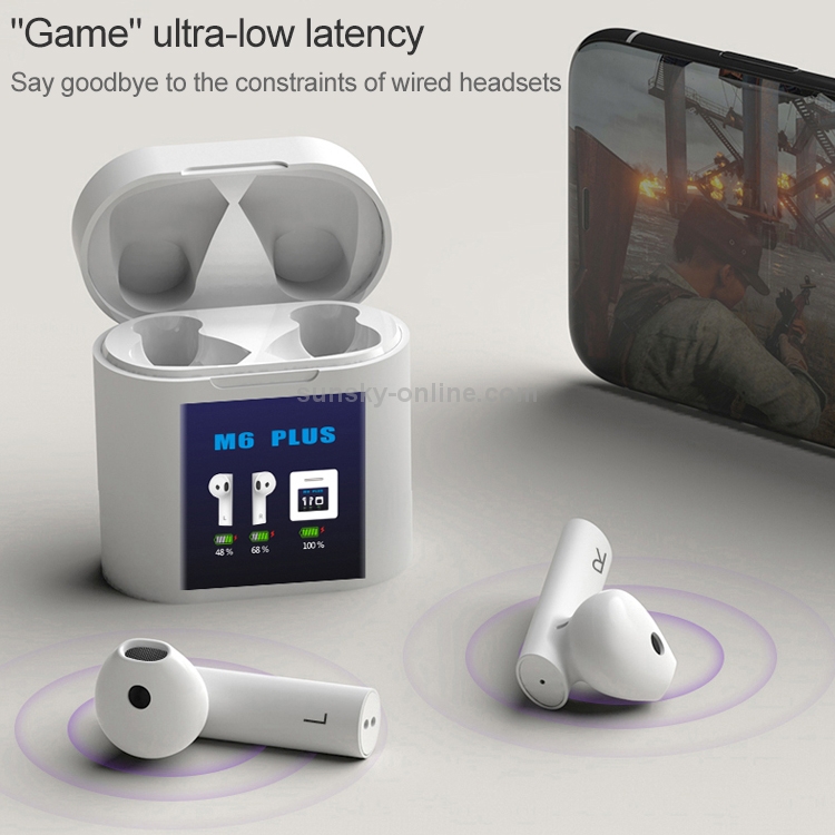 M6 PLUS TWS Bluetooth 5.0 Wireless Bluetooth Earphone with Magnetic Attraction Charging Box & LCD Display, Support for Thermometer & Call & Siri & Power Display M6 PLUS TWS Bluetooth 5.0 Wireless Bluetooth Earphone with Magnetic Attraction Charging Box & LCD Display, Support for Thermometer & Call & Siri & Power Display