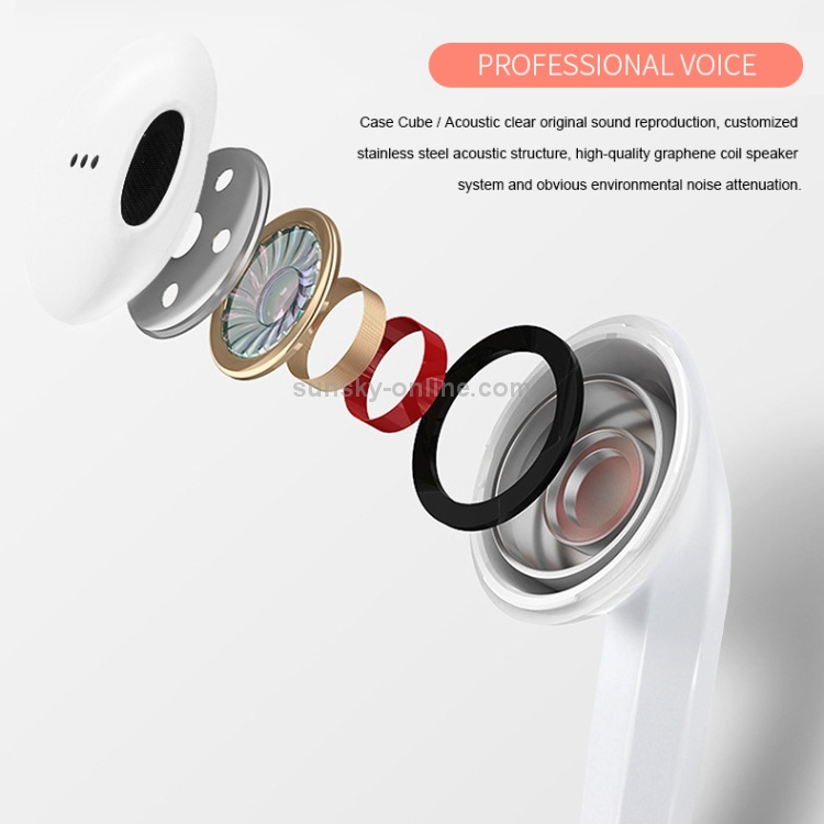 InPods 2 TWS V5.0 Wireless Bluetooth HiFi Headset with Charging Case, Support Auto Pairing & Touch Control (White)