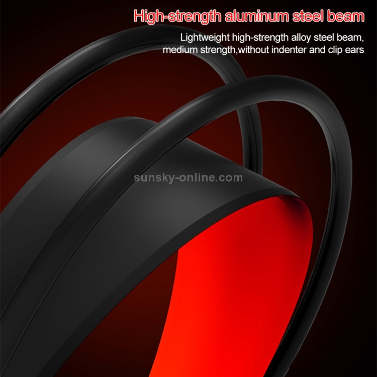 HAMTOD V1000 Auriculares para juegos con interfaz de enchufe doble de 3,5 mm con micrófono y luz LED, Longitud del cable: 2,1 m (rojo) - 9