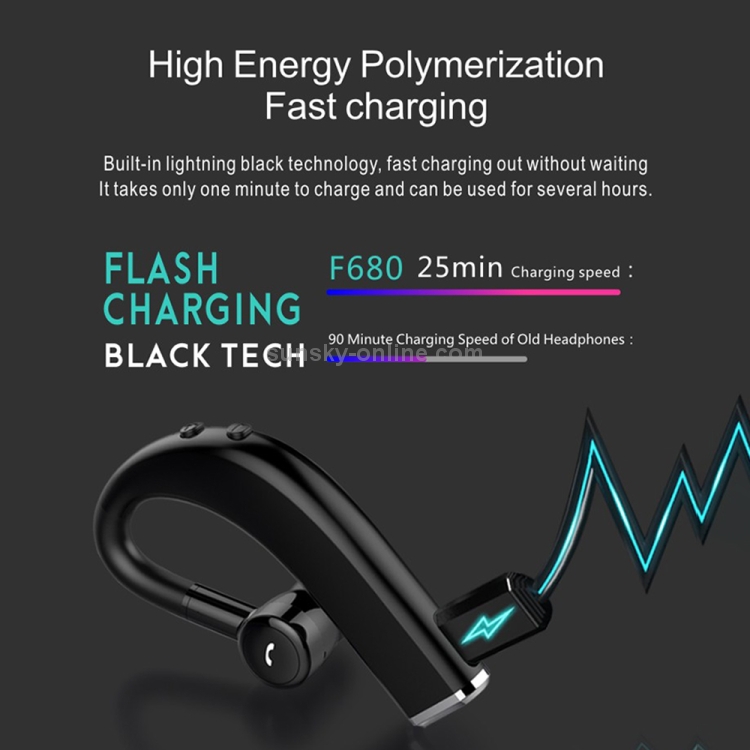 F680 Bluetooth 5.0 Fast Charging Wireless Business Sports Bluetooth Earphone (Black) F680 Bluetooth 5.0 Fast Charging Wireless Business Sports Bluetooth Earphone (Black)
