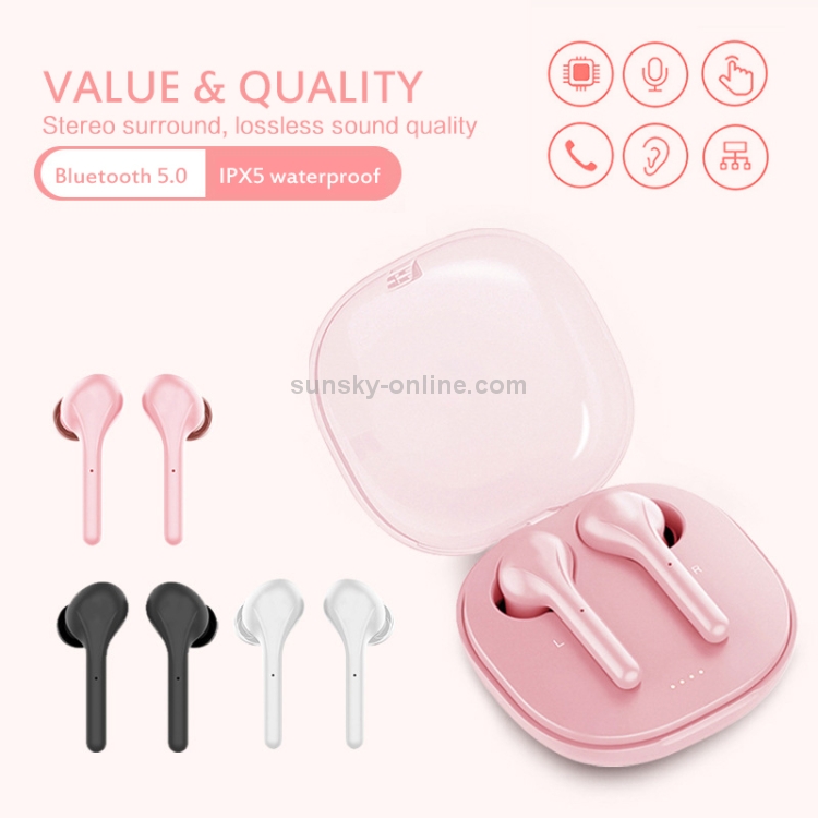 K88 Bluetooth 5.0 TWS Touch Binaural Wireless Stereo Sports Bluetooth Earphone with Charging Box(Pink) K88 Bluetooth 5.0 TWS Touch Binaural Wireless Stereo Sports Bluetooth Earphone with Charging Box(Pink)