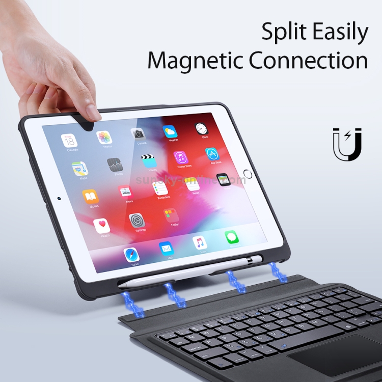 DUX DUCIS For iPad 10.2 & 10.5 inch Detachable Touch Bluetooth Keyboard PU Leather + Silicone Tablet Case with Smart Sleep & Wake-up / Pen Slot / Bracket(Black) DUX DUCIS For iPad 10.2 & 10.5 inch Detachable Touch Bluetooth Keyboard PU Leather + Silicone Tablet Case with Smart Sleep & Wake-up / Pen Slot / Bracket(Black)