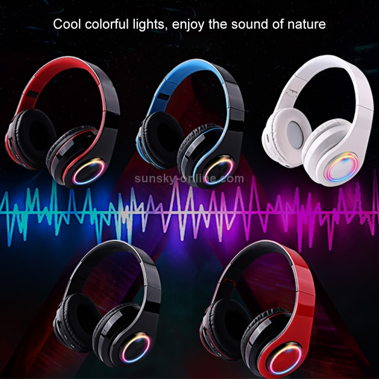 Casque Bluetooth sans fil avec micro, MAX15, 400 mAh lumières RVB colorées,  suppression du bruit, pour