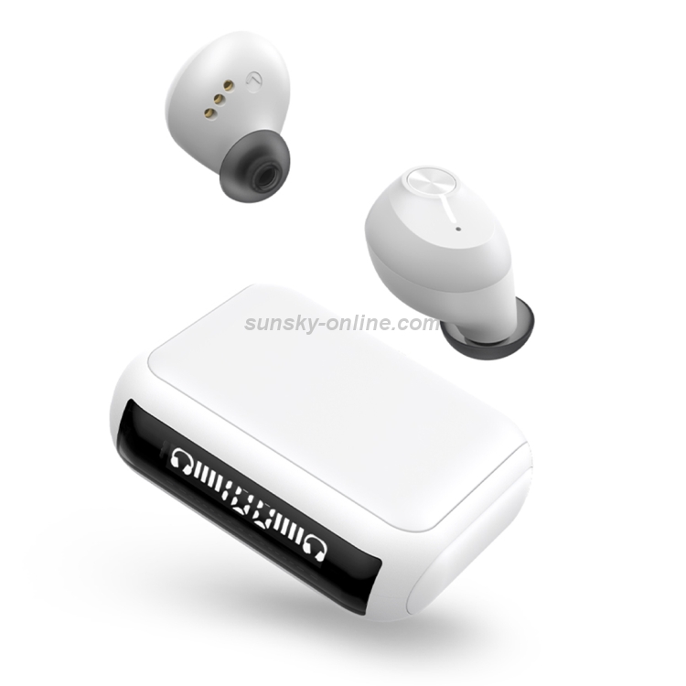 HM70 TWS Bluetooth 5.0 Touch Wireless Bluetooth Earphone with Sliding Cover Magnetic Charging Box & Three LED Power Displays, Support HD Call & Siri(White)