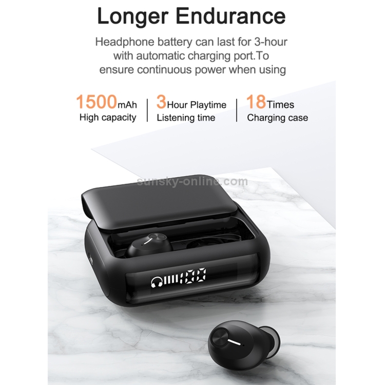 HM70 TWS Bluetooth 5.0 Touch Wireless Bluetooth Earphone with Sliding Cover Magnetic Charging Box & Three LED Power Displays, Support HD Call & Siri(White)