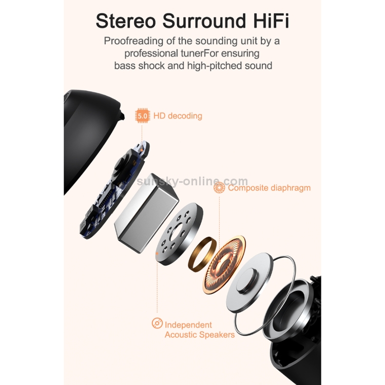 HM70 TWS Bluetooth 5.0 Touch Wireless Bluetooth Earphone with Sliding Cover Magnetic Charging Box & Three LED Power Displays, Support HD Call & Siri(White)