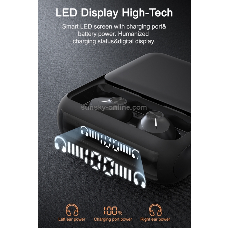 HM70 TWS Bluetooth 5.0 Touch Wireless Bluetooth Earphone with Sliding Cover Magnetic Charging Box & Three LED Power Displays, Support HD Call & Siri(White)
