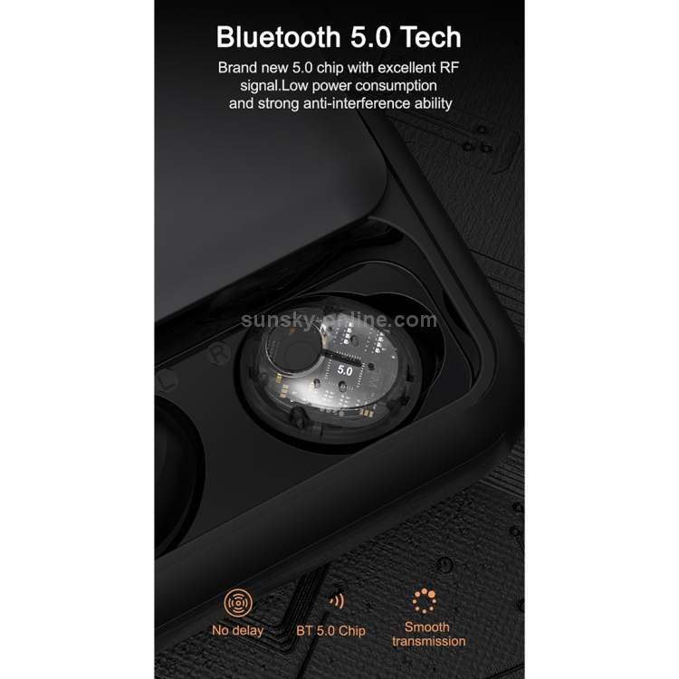 HM70 TWS Bluetooth 5.0 Touch Wireless Bluetooth Earphone with Sliding Cover Magnetic Charging Box & Three LED Power Displays, Support HD Call & Siri(White)