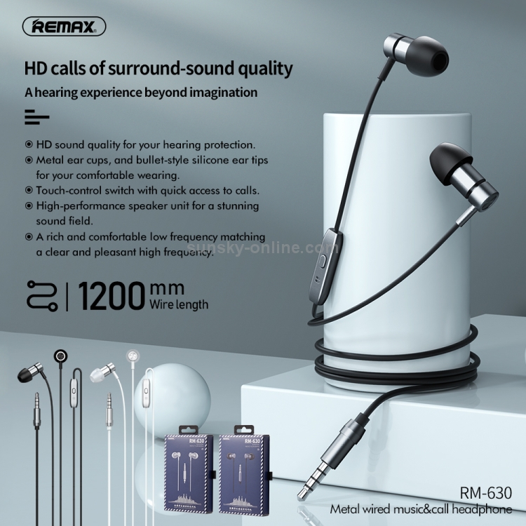 REMAX RM-630 3.5mm Gold Pin In-Ear Stereo Metal Music Earphone with Wire Control + MIC, Support Hands-free (Tarnish) REMAX RM-630 3.5mm Gold Pin In-Ear Stereo Metal Music Earphone with Wire Control + MIC, Support Hands-free (Tarnish)