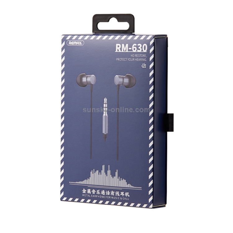 REMAX RM-630 3.5mm Gold Pin In-Ear Stereo Metal Music Earphone with Wire Control + MIC, Support Hands-free (Tarnish) REMAX RM-630 3.5mm Gold Pin In-Ear Stereo Metal Music Earphone with Wire Control + MIC, Support Hands-free (Tarnish)