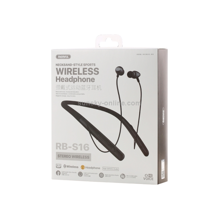 REMAX RB-S16 Wireless Neck-mounted Sports V4.2 Bluetooth Earphone (Black) REMAX RB-S16 Wireless Neck-mounted Sports V4.2 Bluetooth Earphone (Black)