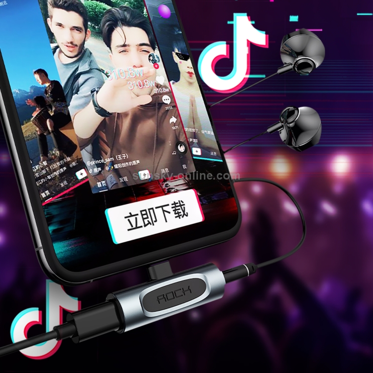 Rock 2 in 1 8 Pin 5V 1A Charging Listening Song Audio Headphone Adapter Double Lighting Rock 2 in 1 8 Pin 5V 1A Charging Listening Song Audio Headphone Adapter Double Lighting