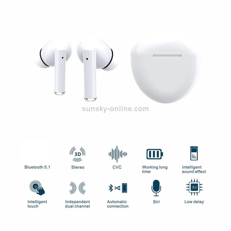 TSPods Bluetooth 5.1 TWS Wireless Bluetooth Earphone with Charging Box, Support Touch & Siri & Call(White) TSPods Bluetooth 5.1 TWS Wireless Bluetooth Earphone with Charging Box, Support Touch & Siri & Call(White)