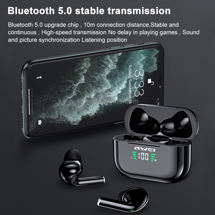 awei T29P Bluetooth V5.0 LED Digital Display Ture Wireless Sports IPX4 Waterproof TWS Headset with Charging Case awei T29P Bluetooth V5.0 LED Digital Display Ture Wireless Sports IPX4 Waterproof TWS Headset with Charging Case