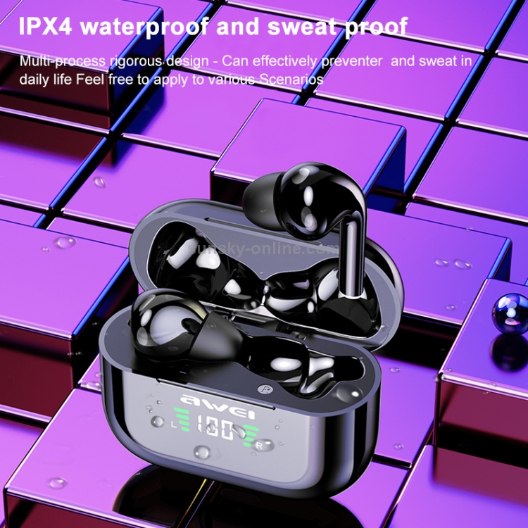 awei T29P Bluetooth V5.0 LED Digital Display Ture Wireless Sports IPX4 Waterproof TWS Headset with Charging Case awei T29P Bluetooth V5.0 LED Digital Display Ture Wireless Sports IPX4 Waterproof TWS Headset with Charging Case