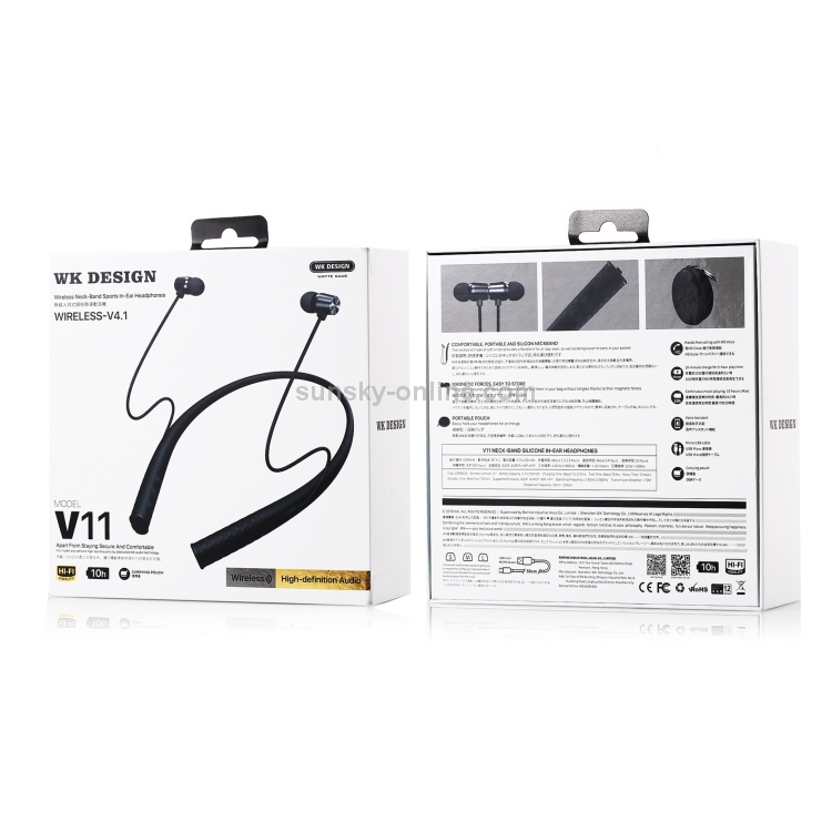 WK V11 IPX6 Waterproof Bluetooth 4.1 Neck-mounted Wireless Sports Bluetooth Earphone (Red) WK V11 IPX6 Waterproof Bluetooth 4.1 Neck-mounted Wireless Sports Bluetooth Earphone (Red)