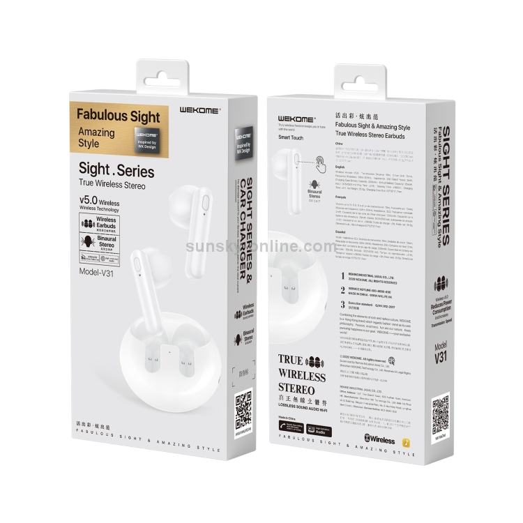 WK V31 Sight Series TWS True Wireless Stereo Bluetooth 5.0 Earphone(White) WK V31 Sight Series TWS True Wireless Stereo Bluetooth 5.0 Earphone(White)