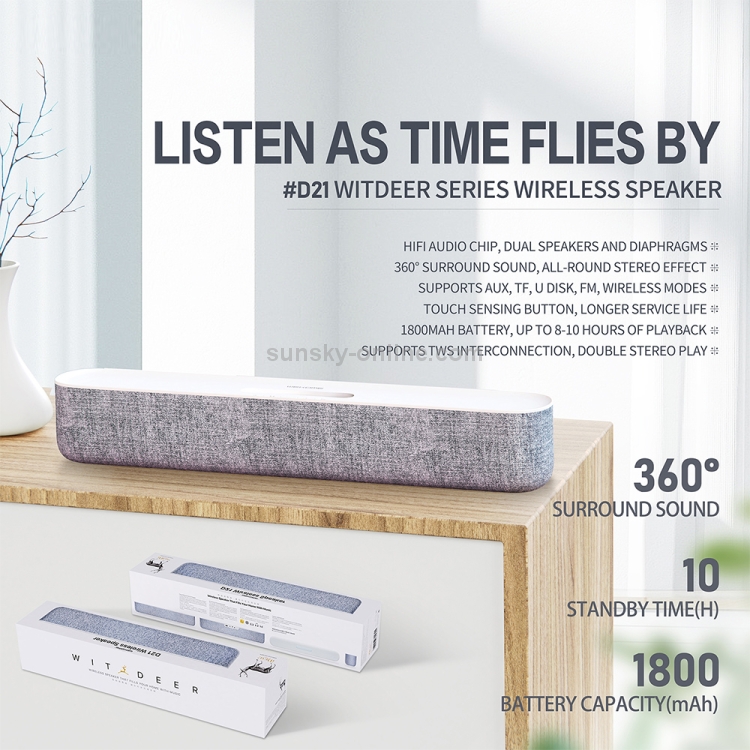 WK D21 Witdeer Series Portable Wireless Bluetooth Speaker Support TF Card & AUX & U Disk(White) WK D21 Witdeer Series Portable Wireless Bluetooth Speaker Support TF Card & AUX & U Disk(White)