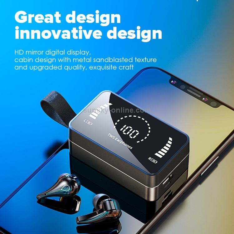 HAMTOD H3 Bluetooth 5.0 TWS Touch LED Digital Display Mirror Screen True Wireless Earphone with Charging Box (White) HAMTOD H3 Bluetooth 5.0 TWS Touch LED Digital Display Mirror Screen True Wireless Earphone with Charging Box (White)
