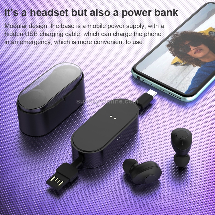 AIN MK-X50B TWS In-ear Bluetooth Earphone with Detachable Charging Box & USB Charging Cable, Supports HD Calls & Master-slave Switching & Power Bank & Automatic Pairing(Black) AIN MK-X50B TWS In-ear Bluetooth Earphone with Detachable Charging Box & USB Charging Cable, Supports HD Calls & Master-slave Switching & Power Bank & Automatic Pairing(Black)