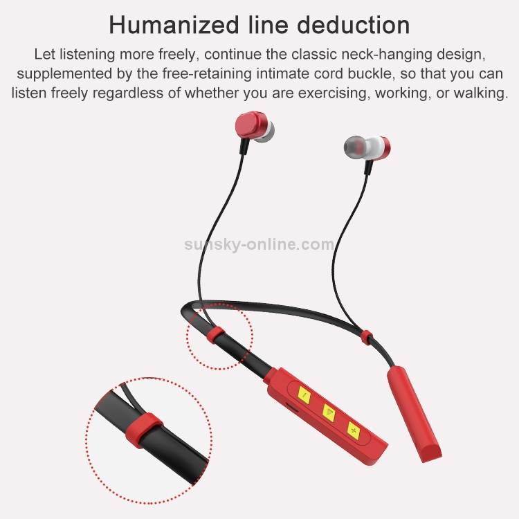AIN MK-I01 IPX4 Waterproof Neck-mounted Wire-controlled Sports Bluetooth Earphone with Cable Buckle, Support Call & Voice Assistant (Red) AIN MK-I01 IPX4 Waterproof Neck-mounted Wire-controlled Sports Bluetooth Earphone with Cable Buckle, Support Call & Voice Assistant (Red)
