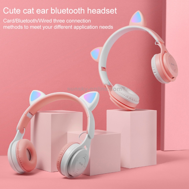 M6 Luminous Cat Ears Pure-color Foldable Bluetooth Headset with