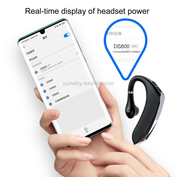 DS800 Bluetooth 5.0 Universal Hanging Ear Style Business Sports Wireless Bluetooth Earphone, Classic Version (Black)
