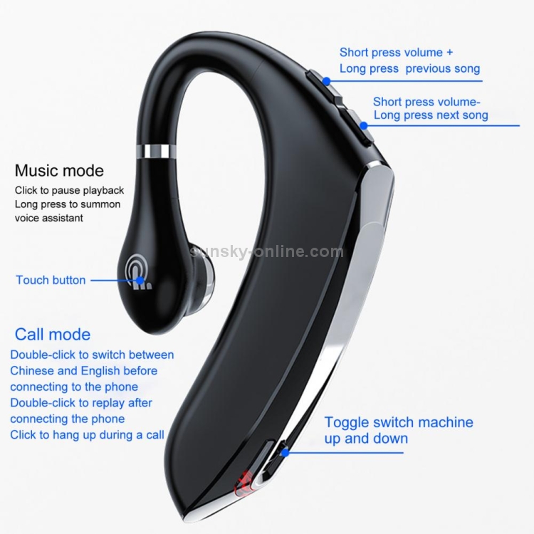 DS800 Bluetooth 5.0 Universal Hanging Ear Style Business Sports Wireless Bluetooth Earphone, Upgrade Version (Black) DS800 Bluetooth 5.0 Universal Hanging Ear Style Business Sports Wireless Bluetooth Earphone, Upgrade Version (Black)