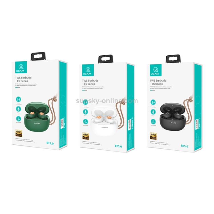USAMS USAMS-ES001 Bluetooth 5.0 Mini TWS Binaural Wireless Bluetooth Earphone(Black) USAMS USAMS-ES001 Bluetooth 5.0 Mini TWS Binaural Wireless Bluetooth Earphone(Black)