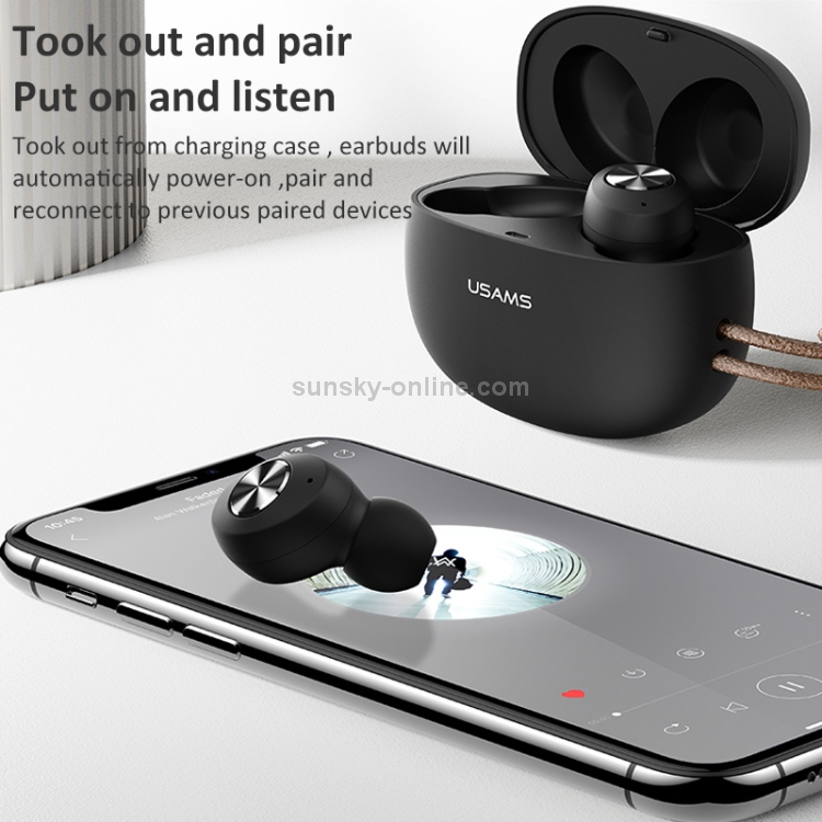 USAMS USAMS-ES001 Bluetooth 5.0 Mini TWS Binaural Wireless Bluetooth Earphone(Black) USAMS USAMS-ES001 Bluetooth 5.0 Mini TWS Binaural Wireless Bluetooth Earphone(Black)