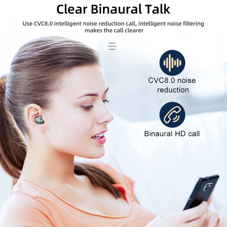 F9-5C Four-bar Breathing Light + Digital Display Noise Reduction Bluetooth Earphone(White) - B6