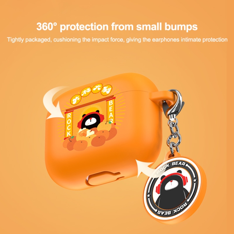 ROCK Bear Pattern Silicone Protective Case for AirPods 3 (Orange) ROCK Bear Pattern Silicone Protective Case for AirPods 3 (Orange)