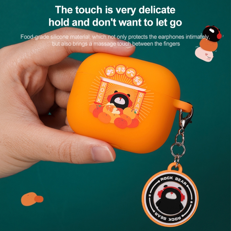 ROCK Bear Pattern Silicone Protective Case for AirPods 3 (Orange) ROCK Bear Pattern Silicone Protective Case for AirPods 3 (Orange)