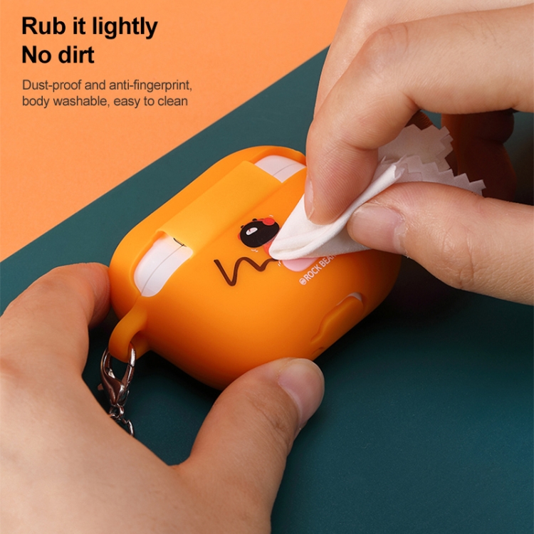 ROCK Bear Pattern Silicone Protective Case for AirPods 3 (Orange) ROCK Bear Pattern Silicone Protective Case for AirPods 3 (Orange)